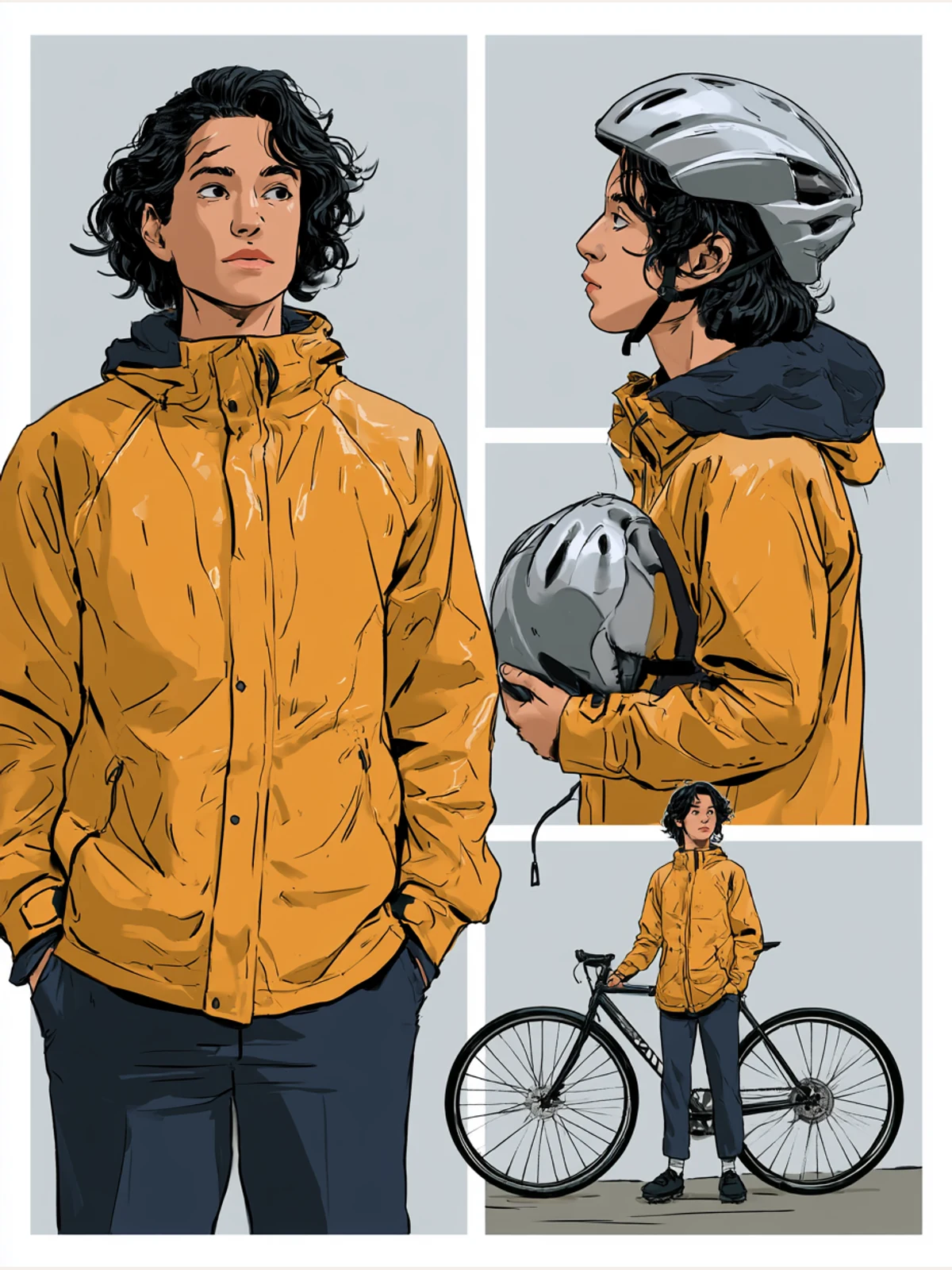 Midjourney V8.2 illustrated bicycle courier collage