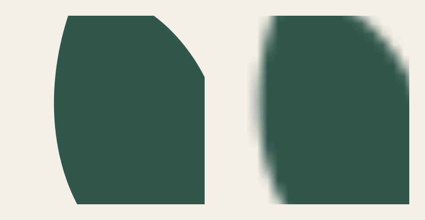 Matching close-ups of the left leaf edge: a clean continuous curve on the left and soft stair-stepped transitions on the right.